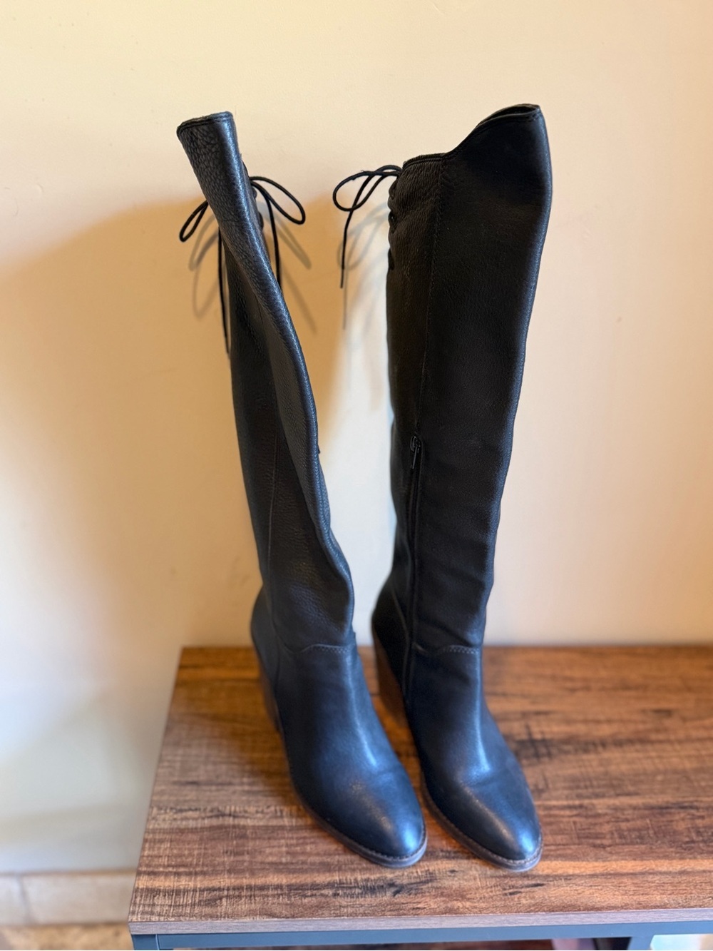 Lucky Brand Black Leather Knee High Boots